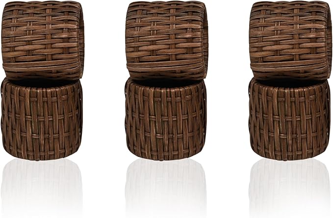 Woven Napkin Rings Set of 12, Handmade Cane Fall Napkin Rings Holders, Natural - Image 9