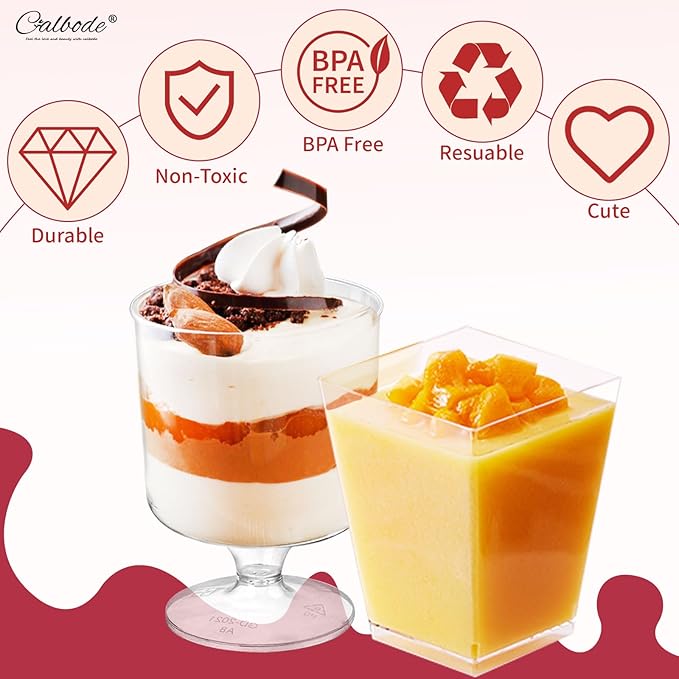 300 Packs Dessert Cups with Spoons, 5 OZ Mini Clear Plastic Disposable Parfait - Image 4