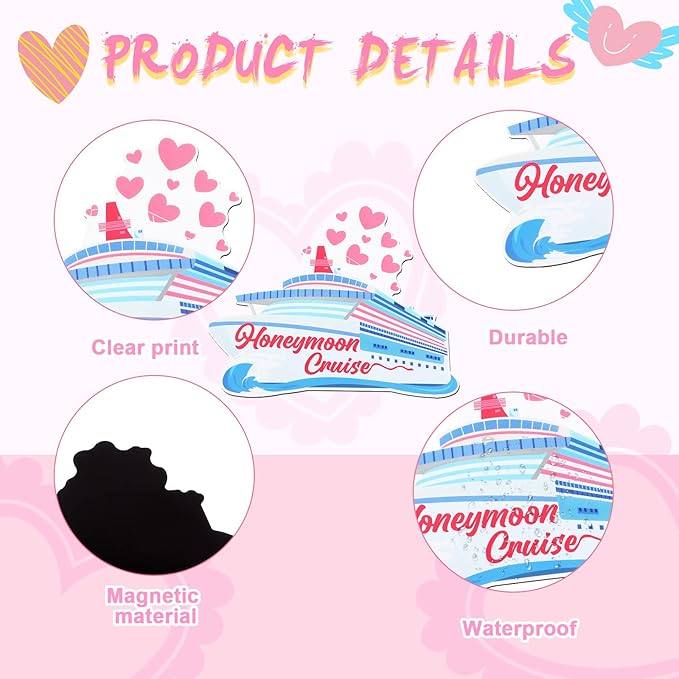 Oudain 19 Pcs Honeymoon Cruise Door Decorations Wedding Cruise Door Magnets - Image 3