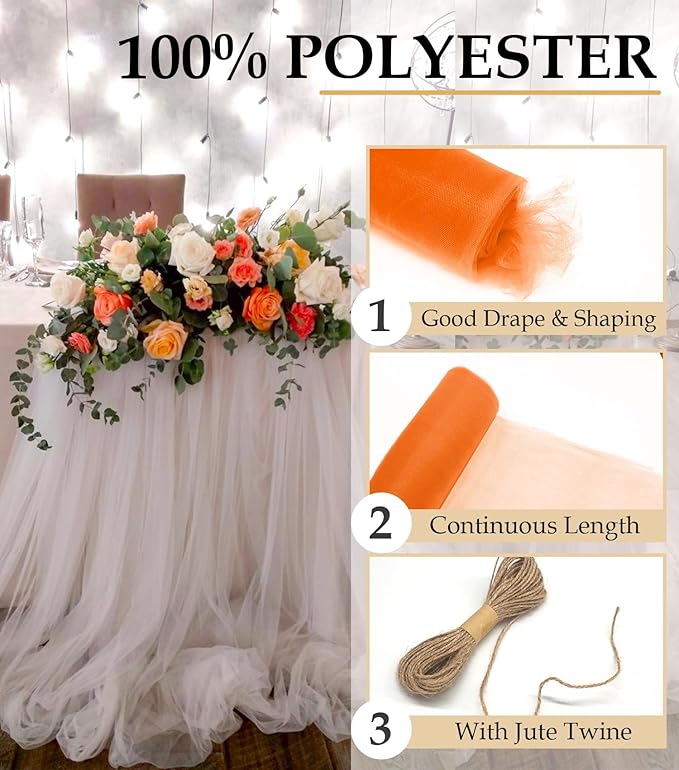 Orange Tulle Fabric Roll - Image 4