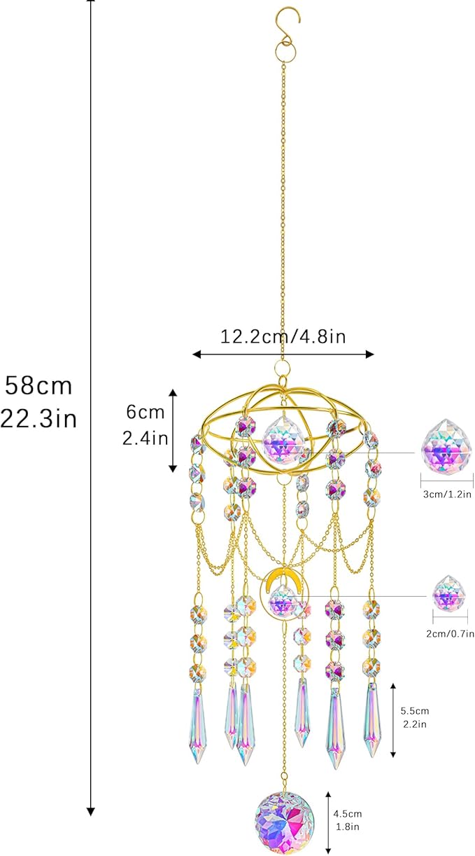 H&D HYALINE & DORA Colored Prisms Crystal Suncatcher Gold Window Sun Catcher - Image 5