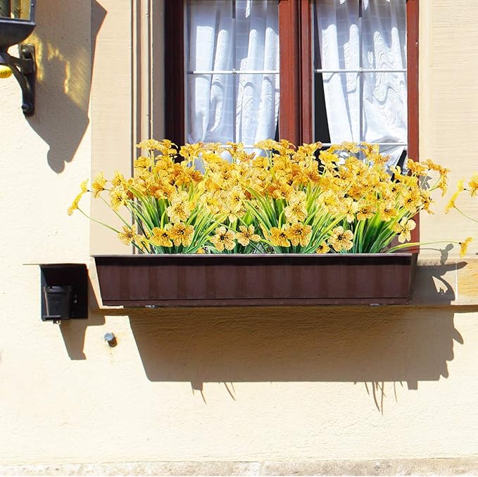 12 Bundles Artificial Flowers Outdoor UV Resistant Flowers No Fade Faux Plastic - Image 4