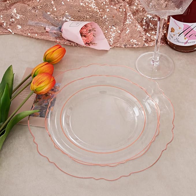 Liacere 150PCS Rose Gold Plastic Plates - Image 4
