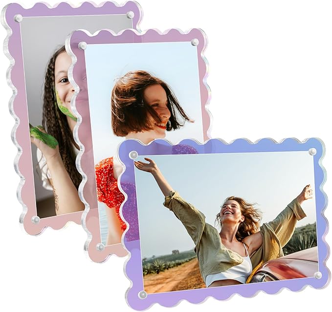 Acrylic Picture Frames 3 Pack 4x6 inch Scalloped Iridescent by Unknown