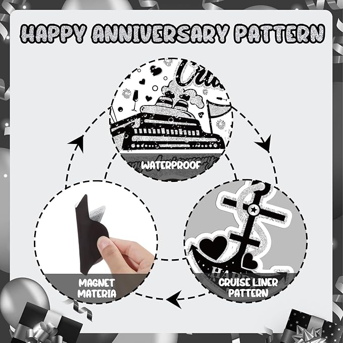 Happy Anniversary Cruise Door Magnets Decorations - Image 6