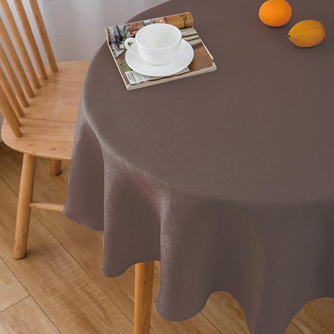 NLMUVW Brown Linen Tablecloth Round Tables, Small Chocolate Table Cloth - Image 2