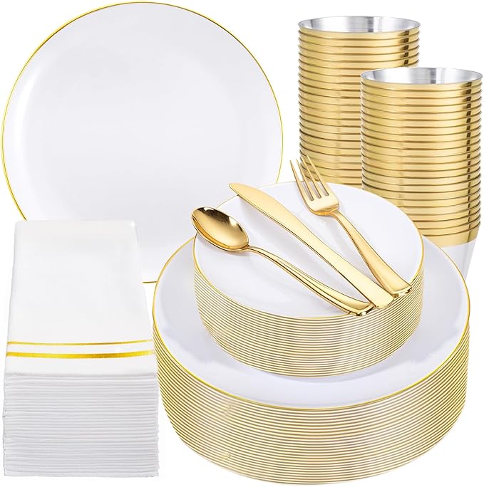 Festiva 350Pcs Gold Plastic Plates by Festiva