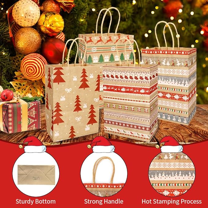 STPIYFZU Christmas Gift Bags, 25 Pack Small Christmas Gift Bags - Image 2
