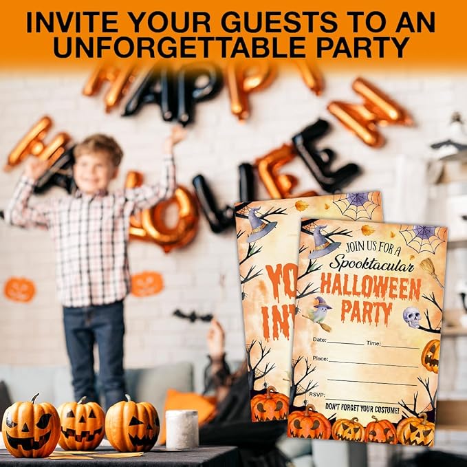 Halloween Party Invitations, Spooky Pumpkins Halloween Party Fill in Invites - Image 6