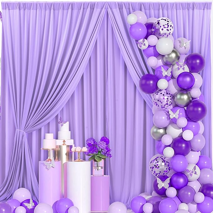 40 ft x 10 ft Wrinkle Free Lavender Backdrop Curtain - Image 5