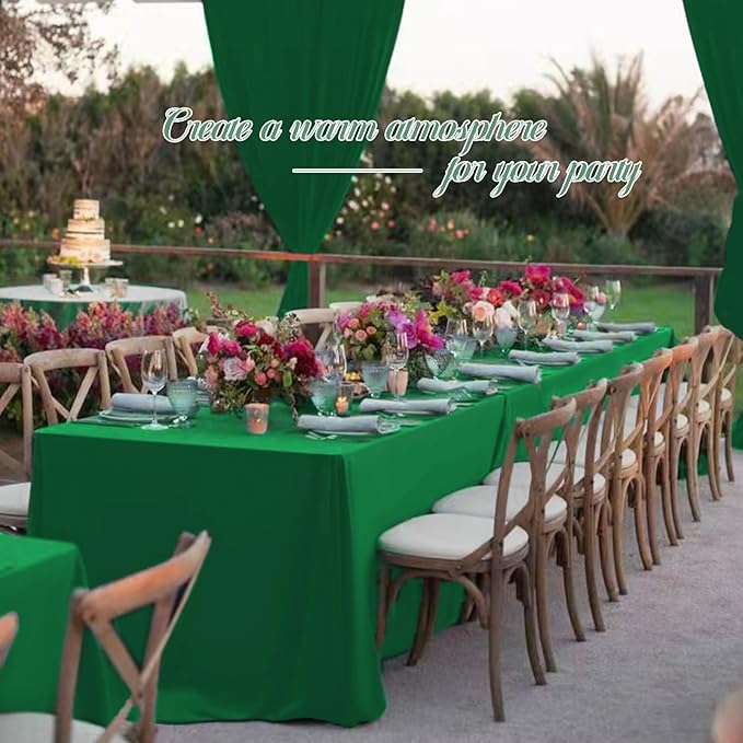 12 Pack Green Tablecloths for Rectangle Tables 60 x 126 Inch Polyester - Image 5