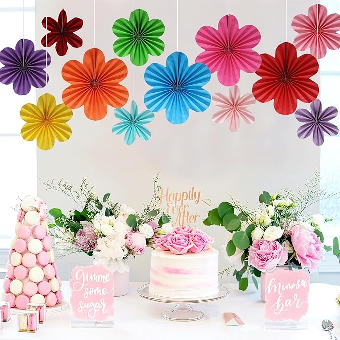BestoFun 12 PCS Paper Flowers Fans Mexican Party Decorations Paper Flowers - Image 4
