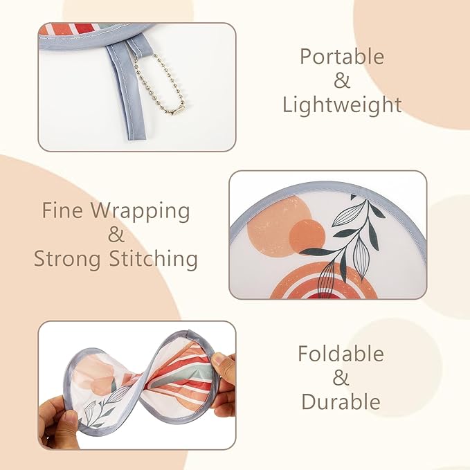 4Pcs Bohemian Round Foldable Hand Fan Japanese Foldable Fan Style Handheld - Image 3