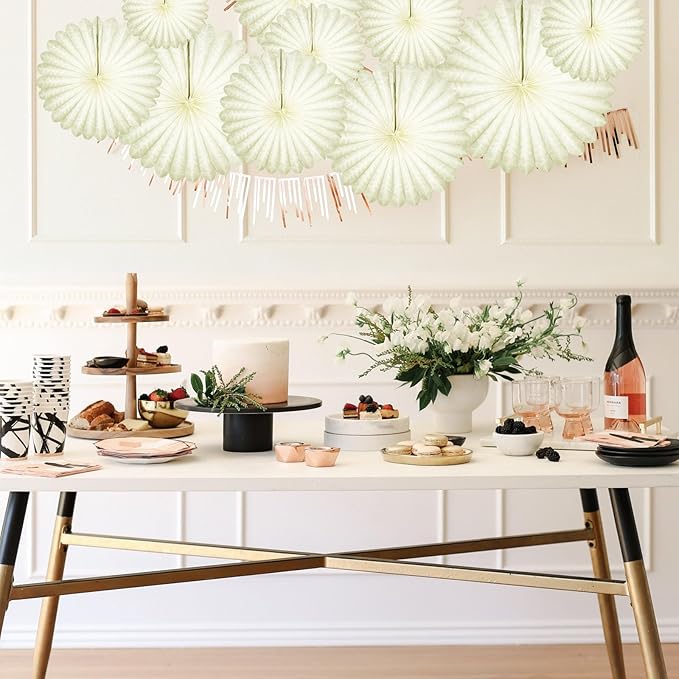 20 Pcs Cream White Hanging Paper Fan, Hanging Honeycomb Round Paper Fans - Image 5