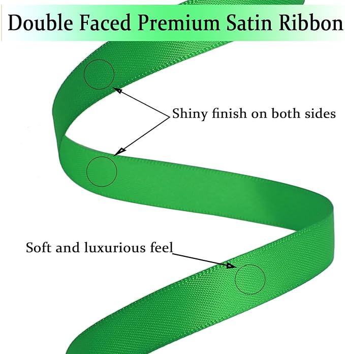 Green Satin Ribbon Double Faced Satin 1/2 inch x 55 Yards Polyester Ribbon - Image 3