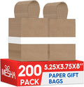 MESHA Kraft Gift Bags 200 Pack 5.25x3.75x8 Inch Small Brown Paper Bags by MESHA
