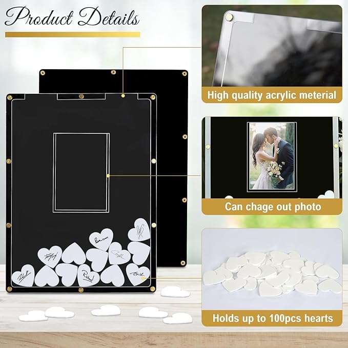 AerWo Wedding Guest Book Alternative, Acrylic Guest Book Wedding Reception - Image 7