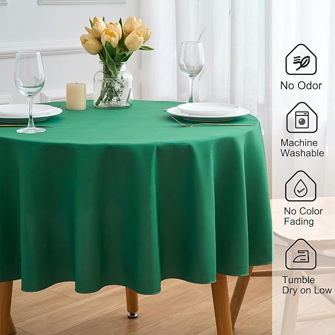 Hunter 6 Pack Round 60 Inch Tablecloth, Premium Polyester Table Cloth Washable - Image 3