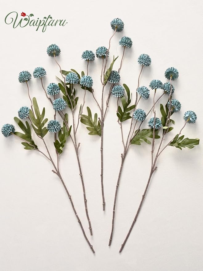 Waipfaru 10pcs Fake Silk Pompon Mum Artificial Flowers, Bulk Faux Mini - Image 6