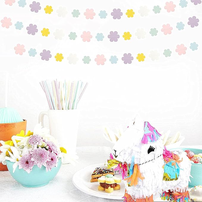 Pastel-Rainbow Colorful Party-Decorations Streamers-Garland - 52ft Flower - Image 5
