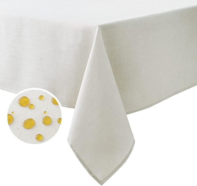 NLMUVW White Linen Tablecloth for Rectangle, Dining Table Cloth Oblong Water - Image 8