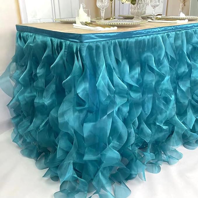 Luxury Organza Mesh Table Skirt Draping Floating Romance - Image 3