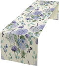 Spring Hydrangea Flower Table Runner, Seasonal Summer Plants Watercolor by SHElifestyle