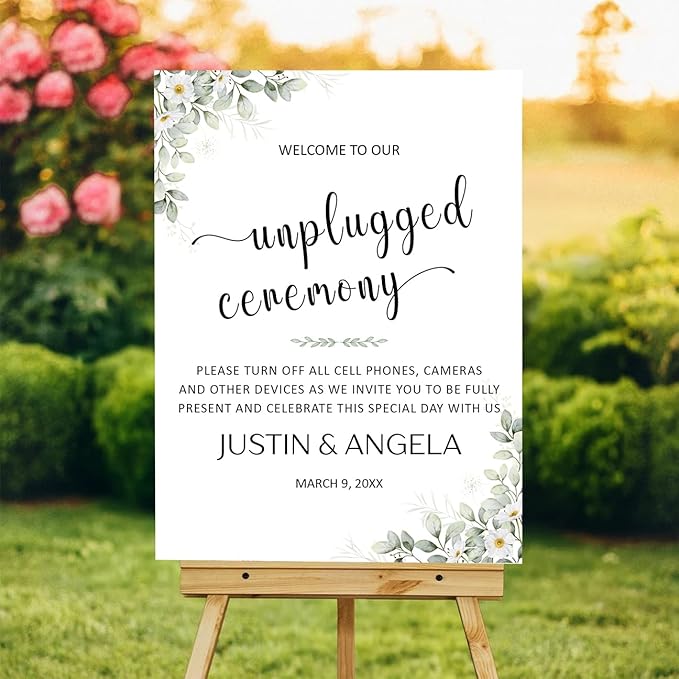Unplugged Ceremony Yard Sign – Personalized Wedding Welcome Sign – No Phones or by VIRAGIL