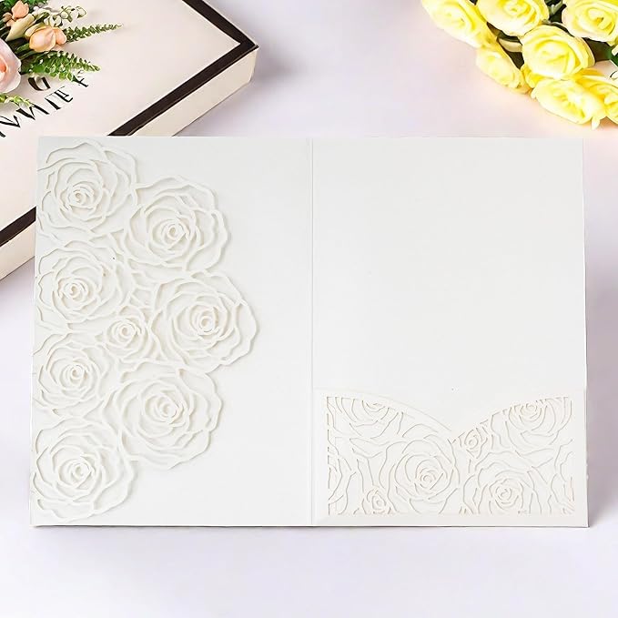 20 Pcs Laser Cut Wedding Invitations Card Pocket - Image 3