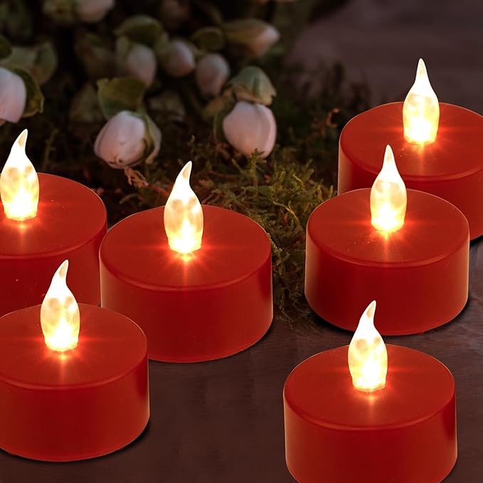 LED Tea Lights Candles-100PACK Red Flameless Candles Realistic and Bright - Image 2