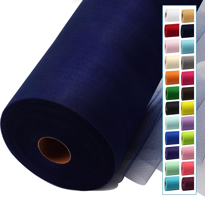 Navy Blue Tulle Fabric Rolls 54 Inch by 40 Yards Tulle Bolt Spool by IONTACH