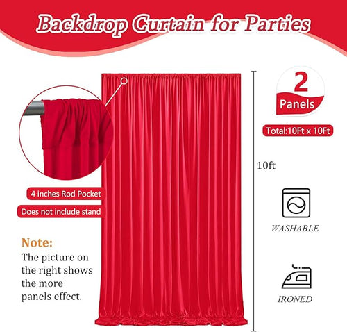 10 x 10 Feet Red Backdrop Curtain - Image 2