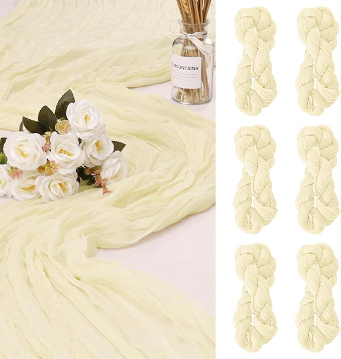 6 Pack Cheesecloth Table Runner 10Ft Christmas Gauze Boho Table Runners by HOME
