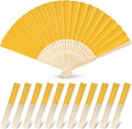 JOHOUSE 12 Pcs Foldable Hand Fan, 8.3 Inch Yellow Paper Fans by JOHOUSE