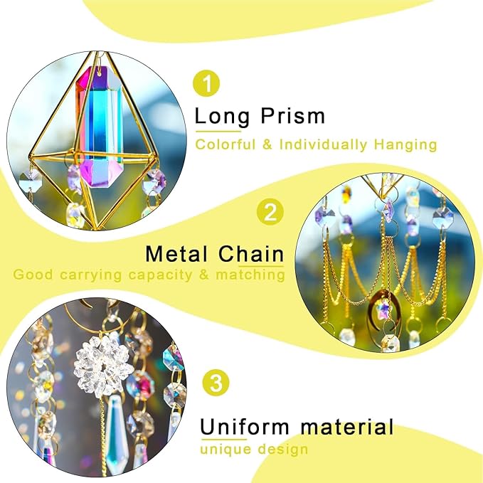 H&D HYALINE & DORA Crystal Prisms Suncatcher Window Hanging Pendant Glass - Image 5