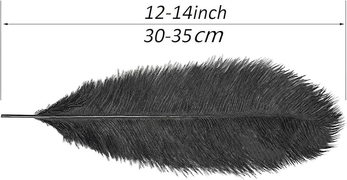 YAKRUNA 30 Pieces 12-14 Inches Black Ostrich Feathers Bulk - Image 2