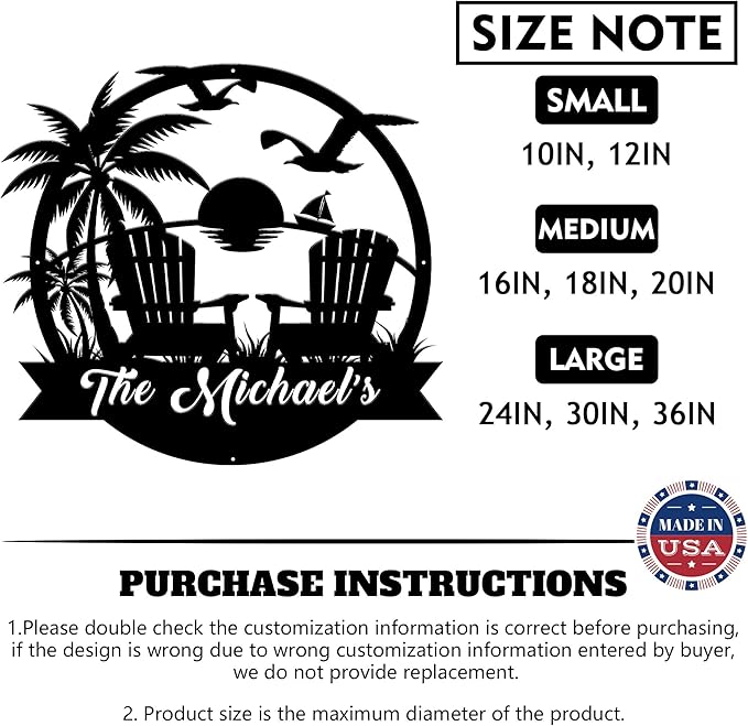 Personalized Beach Decor for Home, Custom Metal Sign Outdoor Nautical Decor - Image 6