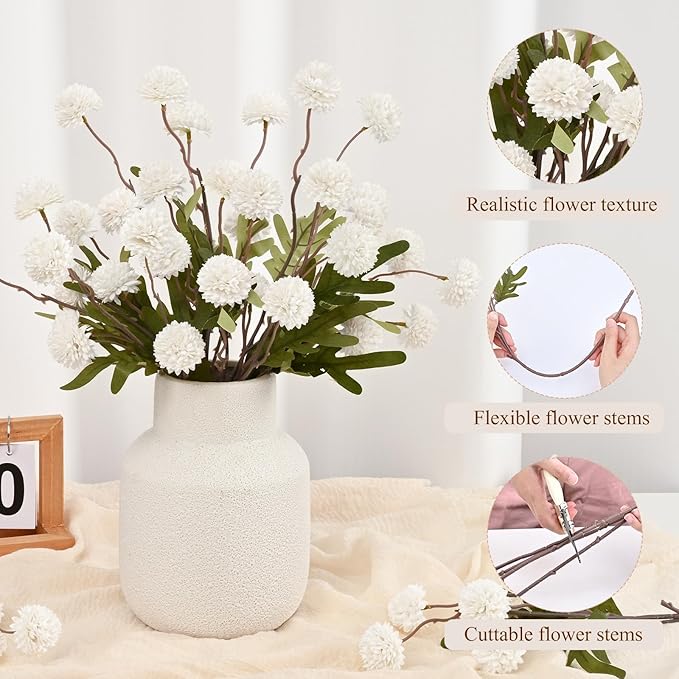 Waipfaru 10pcs Fake Silk Pompon Mum Artificial Flowers, Bulk Faux Mini - Image 3