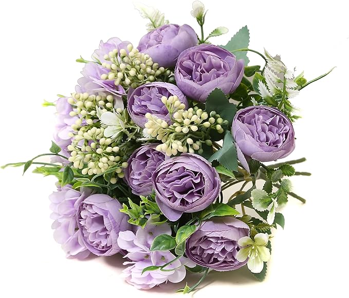 Artificial Flowers Fake Peony Silk Mini Plastic Bridal Flowers by YoungJewl