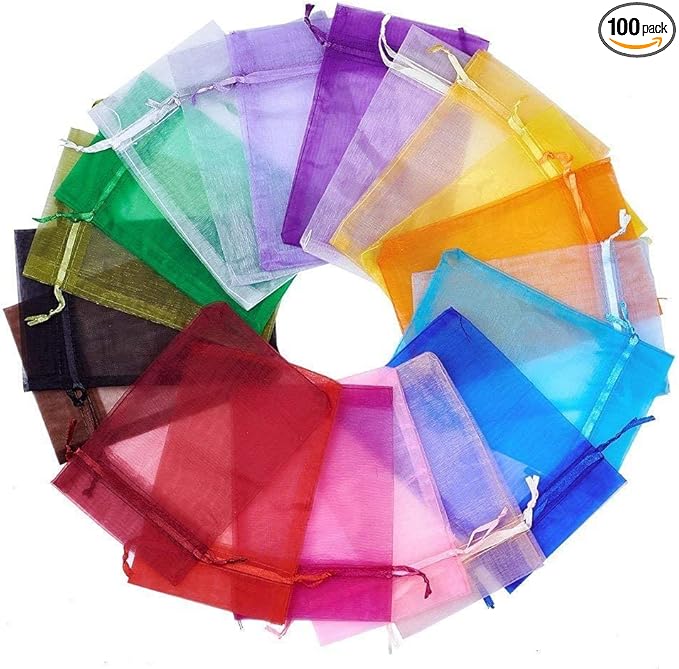 Wudygirl 100 PCS Drawstring Organza Bags 5X7 inches Jewelry Pouches Wedding by Wudygirl