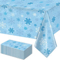 12 Pieces Christmas Snowflake Party Tablecloth Decorations, Plastic Ice Blue by JectivsPartyDecorations