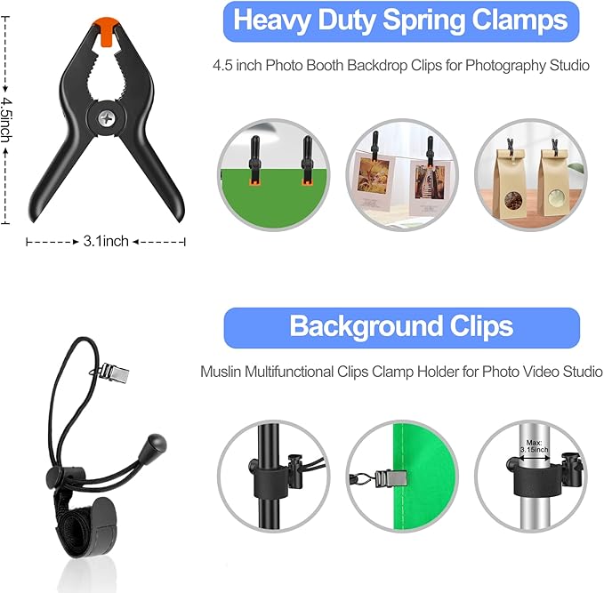 EMART Photo Video Studio Backdrop Stand Kit, 7×10ft Adjustable Photography - Image 5