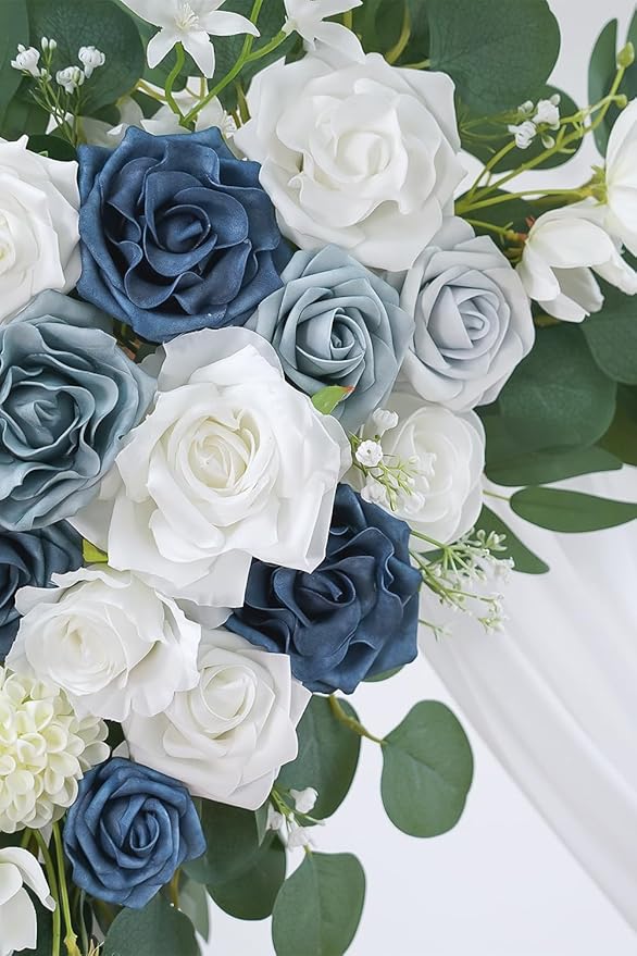 Dusty Blue Artificial Wedding Arch Flowers Kit - Image 4
