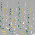 36 Pcs Green Yellow White Hanging Swirl Decorations Felt Swirl Streamer Spiral by pinkblume