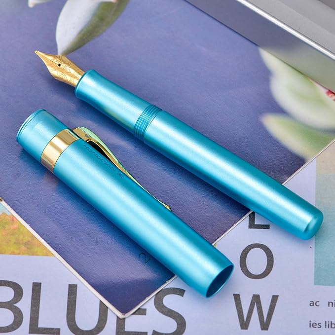 HONG DIAN M2 Black Forest Mini Fountain Pen, Bent Nib & Sleek Shape Aluminium - Image 8