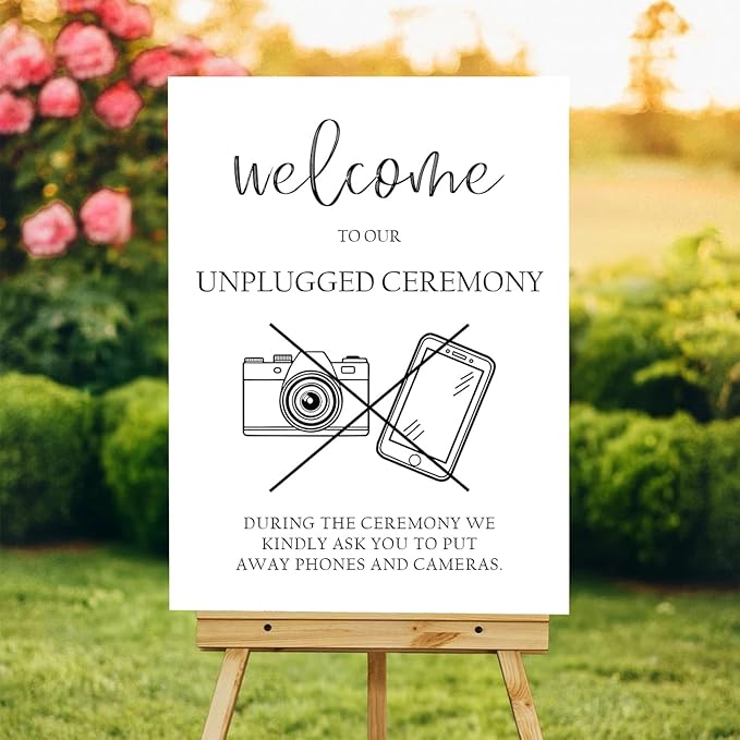 Unplugged Wedding Ceremony Yard Sign – Clear No Phone No Camera Message – Bold by VIRAGIL