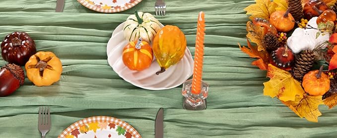 Sage Green Cheesecloth Table Runner Fall Table Runner Boho Gauze 120 Inches - Image 5
