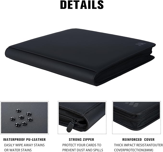 Premium 1000+ Pockets Card Binder, 16 Pockets Trading Card Binder Ringless Side - Image 6