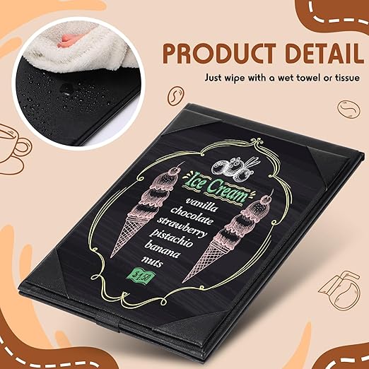 Gerrii Leatherette Table Tents Black PU Leather Menu Covers Bulk Double Sided - Image 4