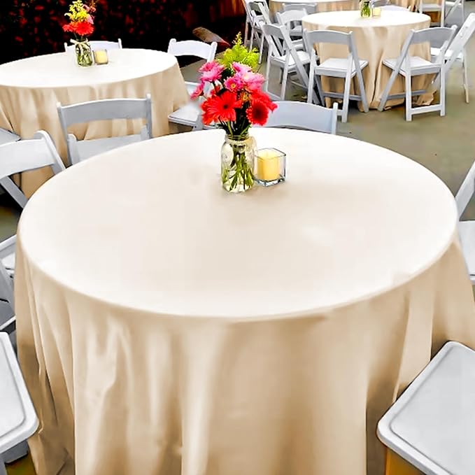 12 Pack 108 Inch Champagne Satin Tablecloth - Image 7